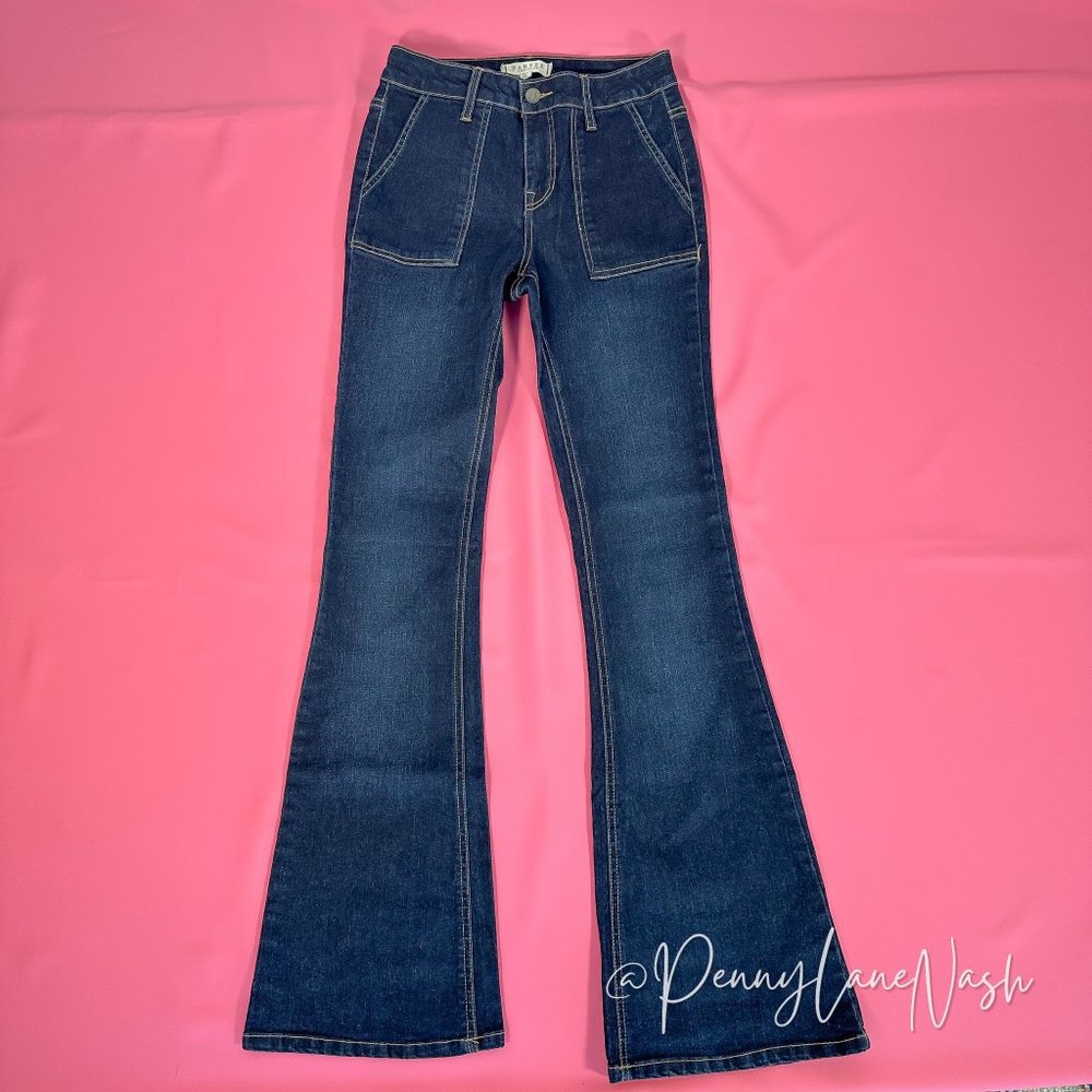 Harper Heritage Mid Rise Flare Patch Pockets Jeans - Picture 2 of 9